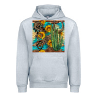 Heather Grey horseshoe and cactus Urban Hoodie - BundleAndBundleShop