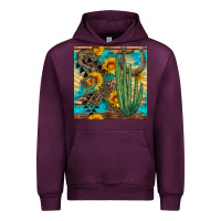 Mauve Wine horseshoe and cactus Urban Hoodie - BundleAndBundleShop