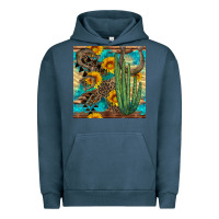 Pigment Midnight Navy horseshoe and cactus Urban Hoodie - BundleAndBundleShop