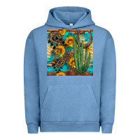 Pigment Pebble Blue horseshoe and cactus Urban Hoodie - BundleAndBundleShop