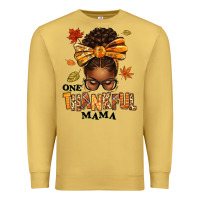 Antique Gold one thankful mama afro messy bun Premium Sweatshirt - texasbilliewilder