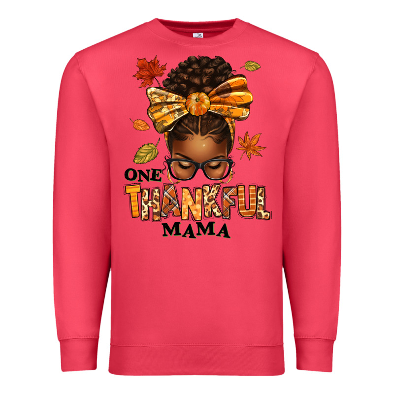 One Thankful Mama Afro Messy Bun Premium Sweatshirt by texasbilliewilder | Teevron