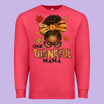 One Thankful Mama Afro Messy Bun Premium Sweatshirt Designed By Texasbilliewilder