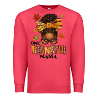Cardinal one thankful mama afro messy bun Premium Sweatshirt - texasbilliewilder