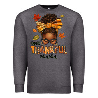 Charcoal Heather one thankful mama afro messy bun Premium Sweatshirt - texasbilliewilder