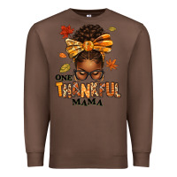 Chestnut one thankful mama afro messy bun Premium Sweatshirt - texasbilliewilder