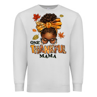 Dove Grey one thankful mama afro messy bun Premium Sweatshirt - texasbilliewilder