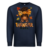 Navy one thankful mama afro messy bun Premium Sweatshirt - texasbilliewilder