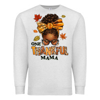Oatmeal Heather one thankful mama afro messy bun Premium Sweatshirt - texasbilliewilder