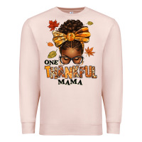 Pale Pink one thankful mama afro messy bun Premium Sweatshirt - texasbilliewilder