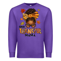 Purple one thankful mama afro messy bun Premium Sweatshirt - texasbilliewilder