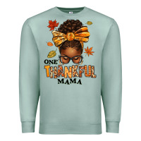 Seafoam one thankful mama afro messy bun Premium Sweatshirt - texasbilliewilder