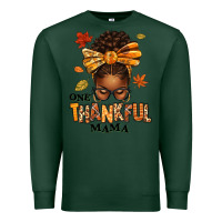 Sports Green one thankful mama afro messy bun Premium Sweatshirt - texasbilliewilder