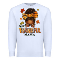 White one thankful mama afro messy bun Premium Sweatshirt - texasbilliewilder