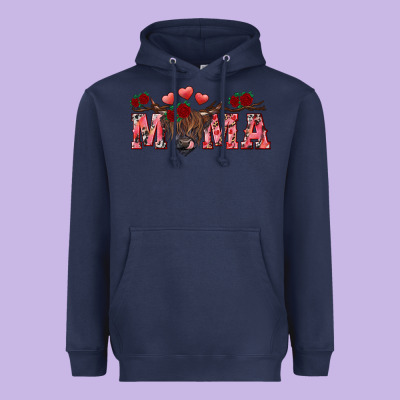 Heavyweight Hoodie Valentine's day mama black highland cow