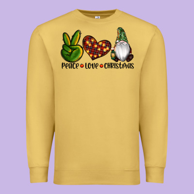 Peace Love Gnomes Christmas Premium Sweatshirt Designed By Ranaportraitstore