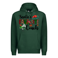 Sports Green santa's favorite coach Premium Hoodie - AdoDesignShop
