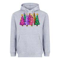 Heather Grey christmas trees and lights Heavyweight Hoodie - Zillion Design Studio