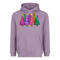 Lavender christmas trees and lights Heavyweight Hoodie - Zillion Design Studio