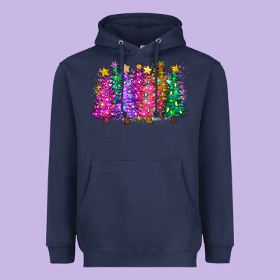 Christmas Trees And Lights Heavyweight Hoodie Designed By Zillion Design Studio