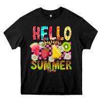 Black Hello Sweet Summer Time Heavy Core Tee - CowhideDigitalArt