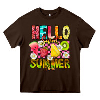 Chocolate Brown Hello Sweet Summer Time Heavy Core Tee - CowhideDigitalArt