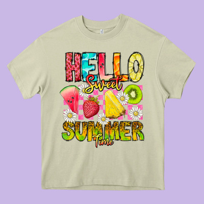 Hello Sweet Summer Time Heavy Core Tee Designed By Cowhidedigitalart