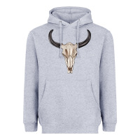 Heather Grey western bull skull tbw Heavyweight Hoodie - texasbilliewilder