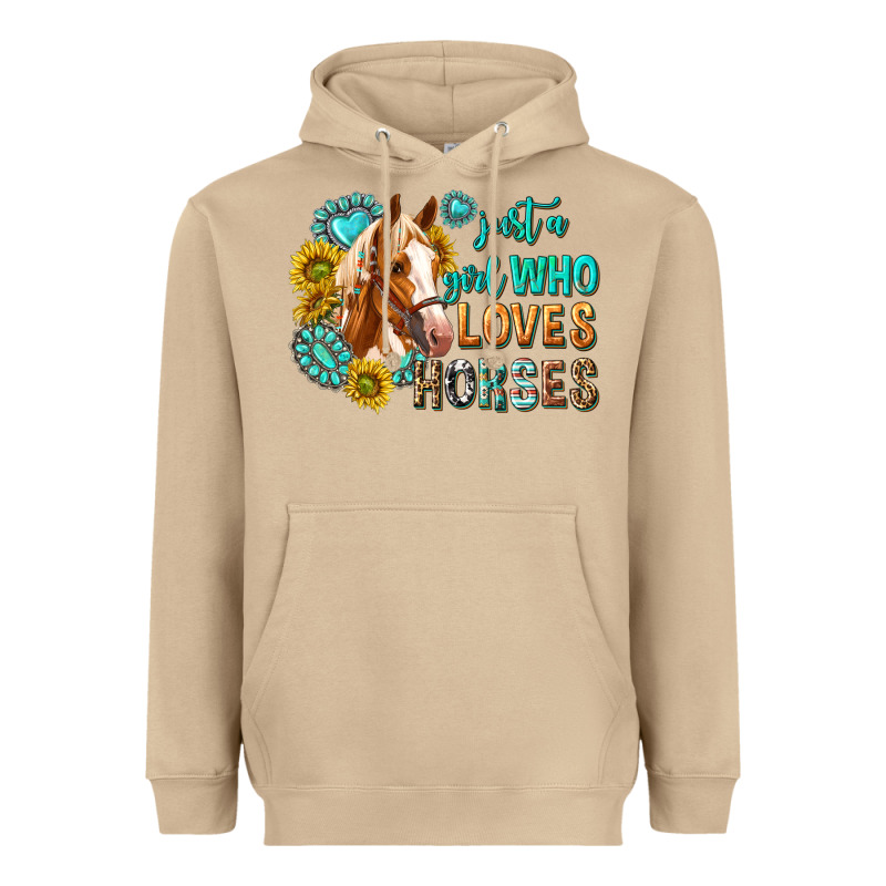 Western Just A Girl Who Loves Horses Heavyweight Hoodie by texasbilliewilder | Teevron