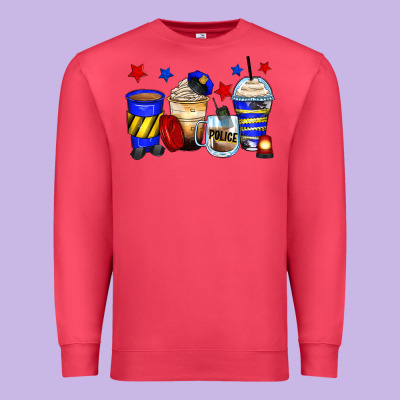 Police Coffee Cups Premium Sweatshirt Designed By Zillion Design Studio