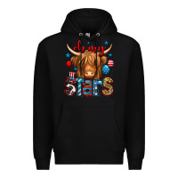 Black oh my stars 4th of july shaggy cow Premium Hoodie - Jasminsmagicworld