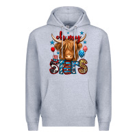 Heather Grey oh my stars 4th of july shaggy cow Premium Hoodie - Jasminsmagicworld