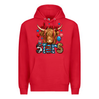 Red oh my stars 4th of july shaggy cow Premium Hoodie - Jasminsmagicworld