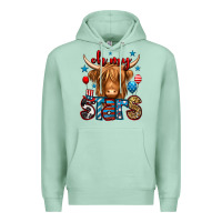 Seafoam oh my stars 4th of july shaggy cow Premium Hoodie - Jasminsmagicworld