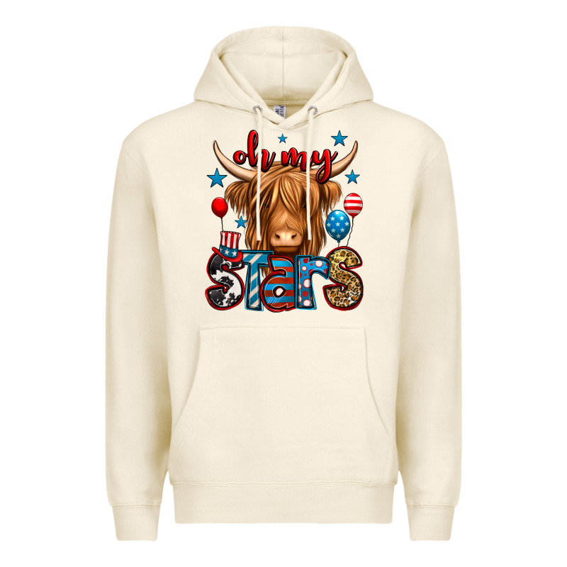 Oh My Stars 4th Of July Shaggy Cow Premium Hoodie by Jasminsmagicworld | Teevron