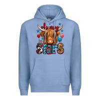 Colony Blue oh my stars 4th of july shaggy cow Premium Hoodie - Jasminsmagicworld
