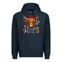 Navy oh my stars 4th of july shaggy cow Premium Hoodie - Jasminsmagicworld