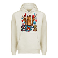 Oatmeal Heather oh my stars 4th of july shaggy cow Premium Hoodie - Jasminsmagicworld