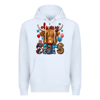 White oh my stars 4th of july shaggy cow Premium Hoodie - Jasminsmagicworld