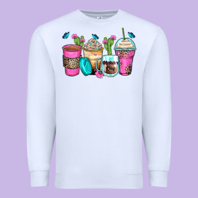 Mother's Day Coffee Cups Premium Sweatshirt Designed By Zillion Design Studio