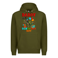 Army Green daddy of the birthday boy t rex Premium Hoodie - Artiststas