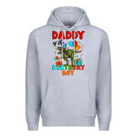 Heather Grey daddy of the birthday boy t rex Premium Hoodie - Artiststas