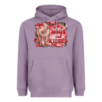 Lavender Valentines Day Pig Hogs And Kisses Heavyweight Hoodie - RanaPortraitStore