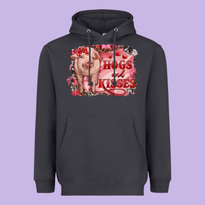 Heavyweight Hoodie Valentines Day Pig Hogs And Kisses