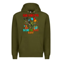 Army Green grandpa of the birthday boy t rex Premium Hoodie - Artiststas