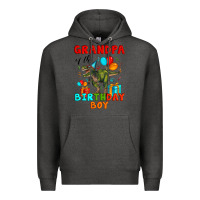 Charcoal Heather grandpa of the birthday boy t rex Premium Hoodie - Artiststas