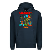 Navy grandpa of the birthday boy t rex Premium Hoodie - Artiststas