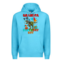 Ocean Blue grandpa of the birthday boy t rex Premium Hoodie - Artiststas