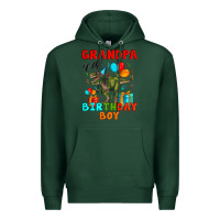 Sports Green grandpa of the birthday boy t rex Premium Hoodie - Artiststas