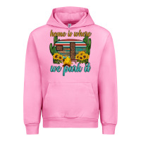 Fuchsia Pink home is where we park it Urban Hoodie - Artiststas